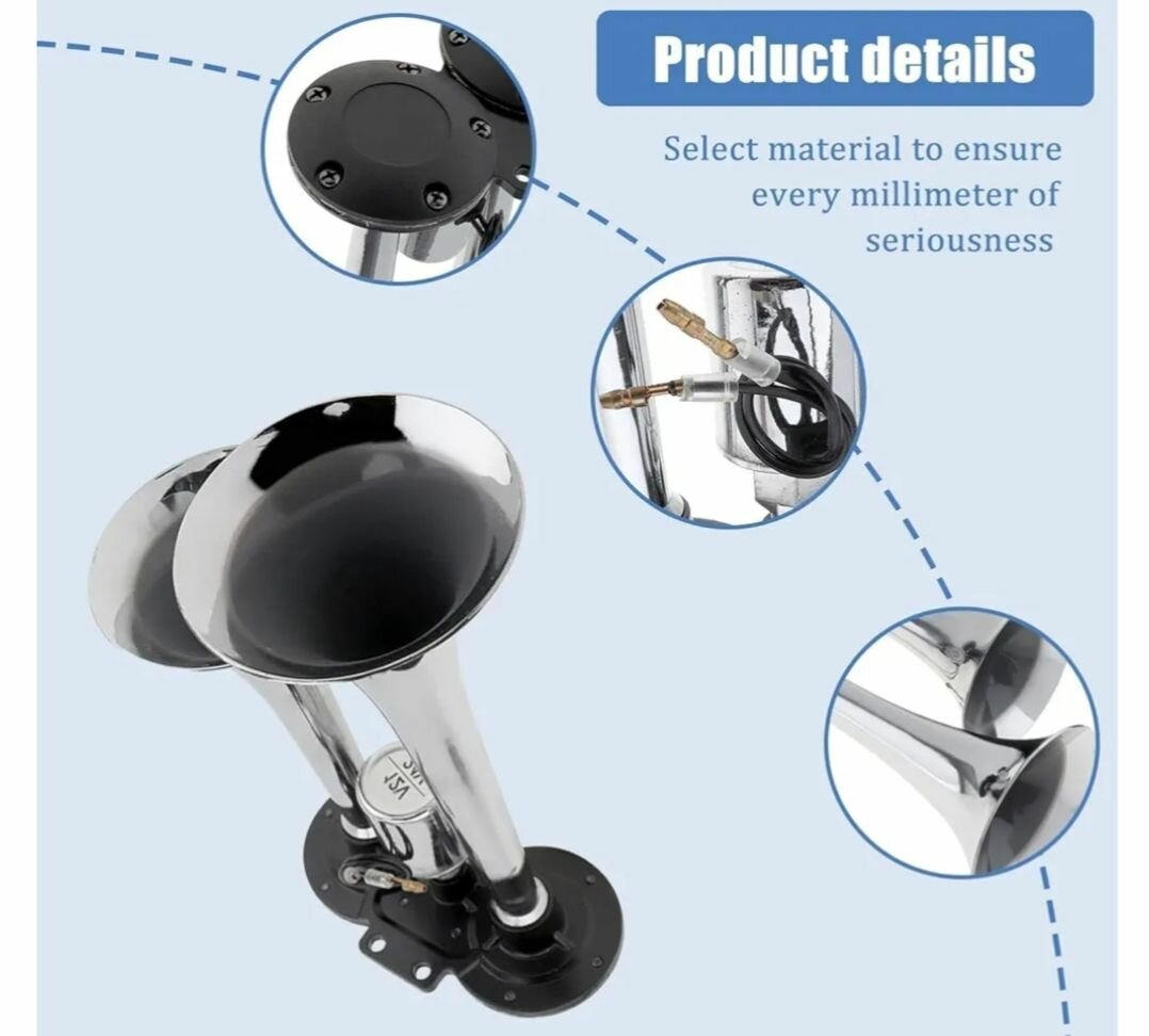 Puissant Klaxon Chromé 12V