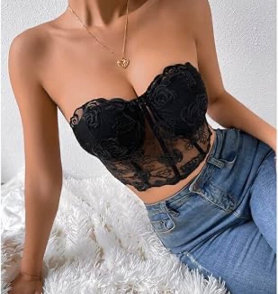 Bustier en dentelle noir pour femme