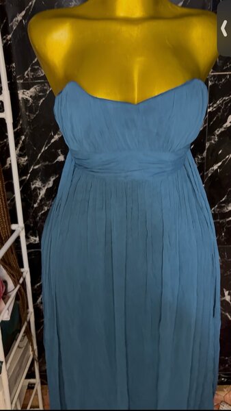 Robe longue sans bretelles bleu