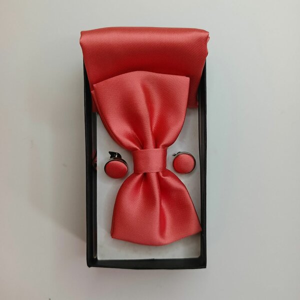 Ensemble noeud papillon corail