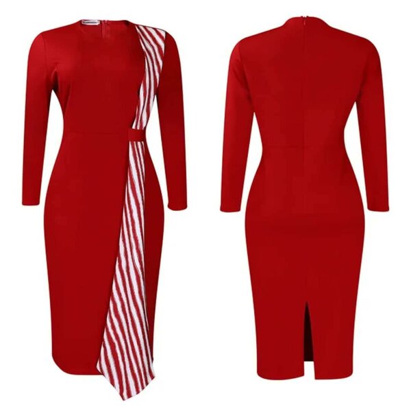 Rouge Robe Femme Manches Longues