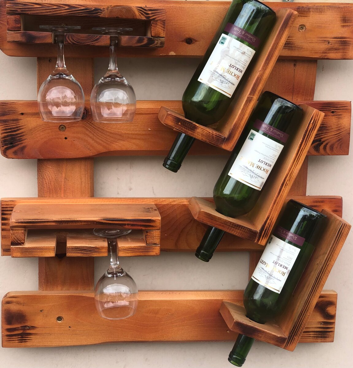 Étagère murale à vin bois
