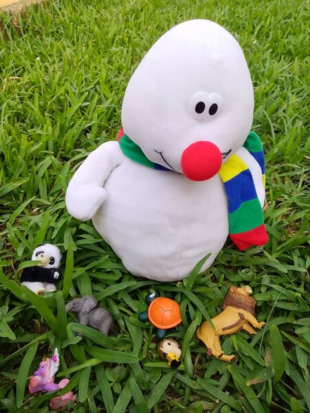 Peluche ours blanc et bonhomme de neige