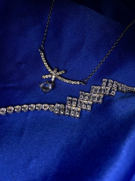 Diamond Cross Necklace Silver Chain