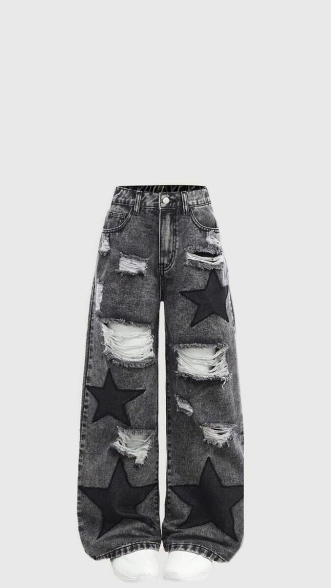 Jeans larges déchirés avec étoiles