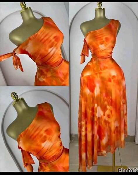 Robe asymétrique élégante orange