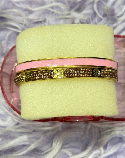 Bracelet doré strass rose 6