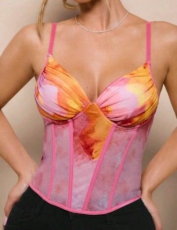 Corset Bustier SHEIN en Soie et Dentelle