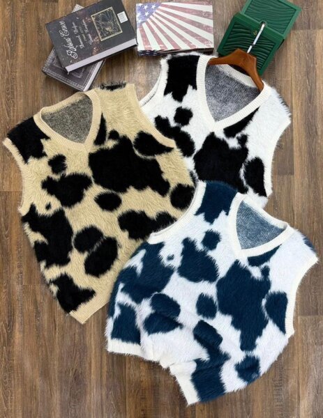 Pull sans manches pelucheux