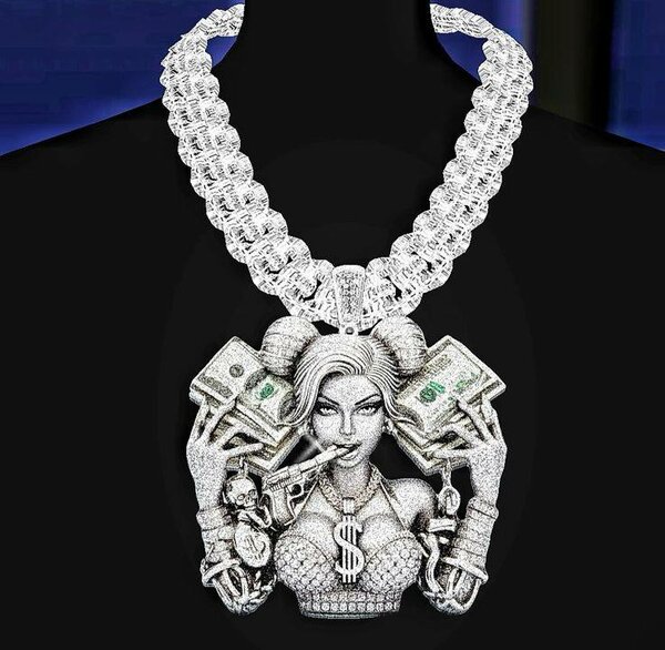 Collier Hip-Hop en Argent avec Pendentif Tête de Mort