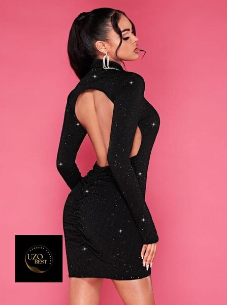 Robe Noire Dos Nu Glamour