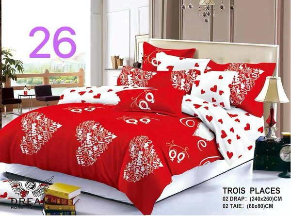 Parure de lit rouge imprimée