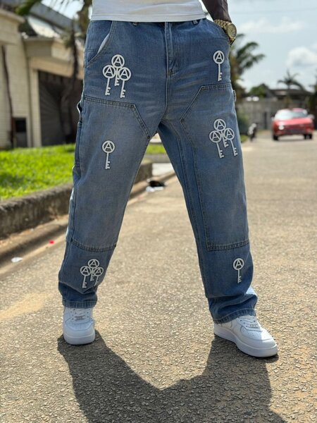 Jean baggy motif streetwear