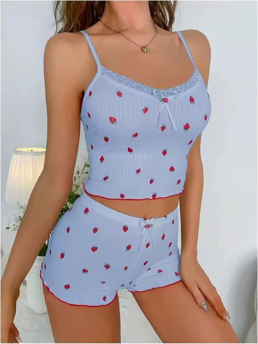Ensemble pyjama femme fraise