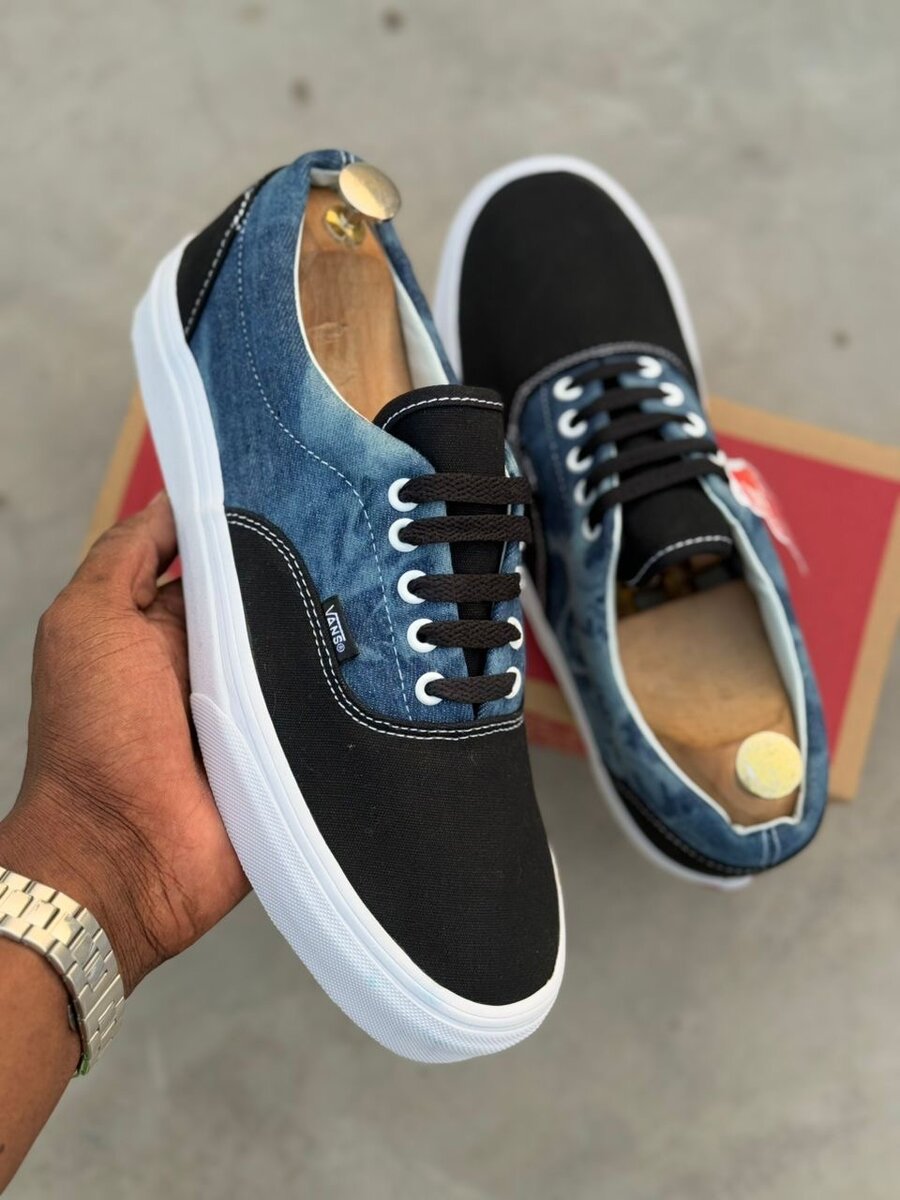 Baskets en denim et toile