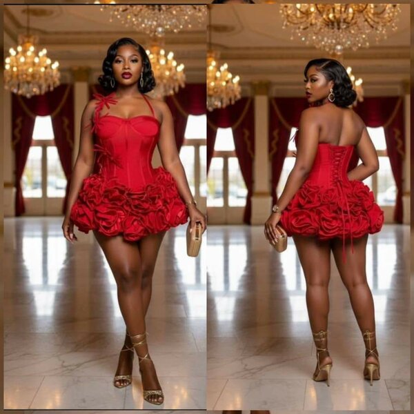 Robe de soirée rouge glamour