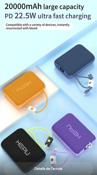 Chargeur portable HEPU 20000mAh