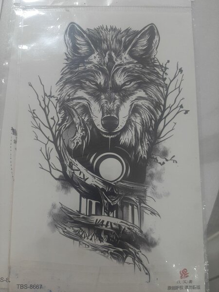 Tatouage temporaire loup