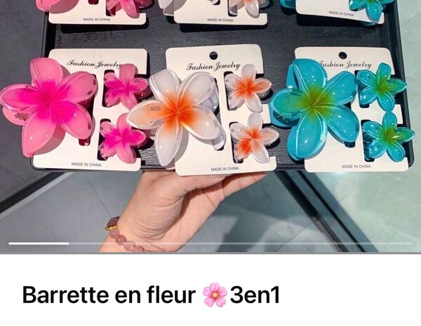 Barrette Fleur 3en1 Colorées
