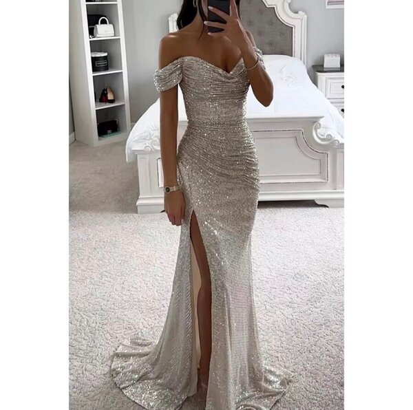 Robe de soirée longue à paillettes