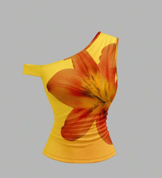 Top asymétrique floral femme