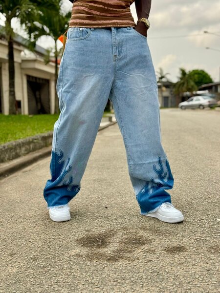 Jean large délavé homme fashion