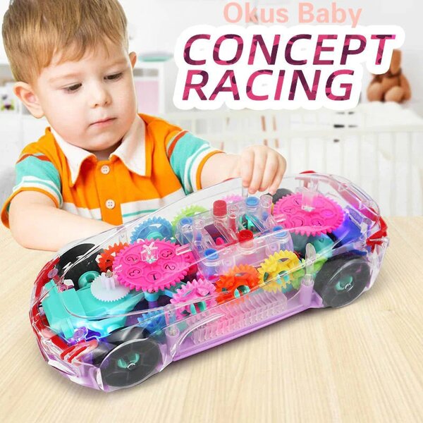 Voiture Jouet Transparente Lumineuse Concept Racing pour Enfants