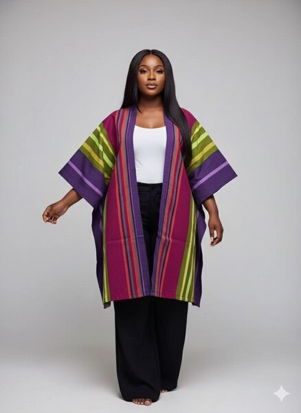 Cardigan Kimono Rayé Élégant