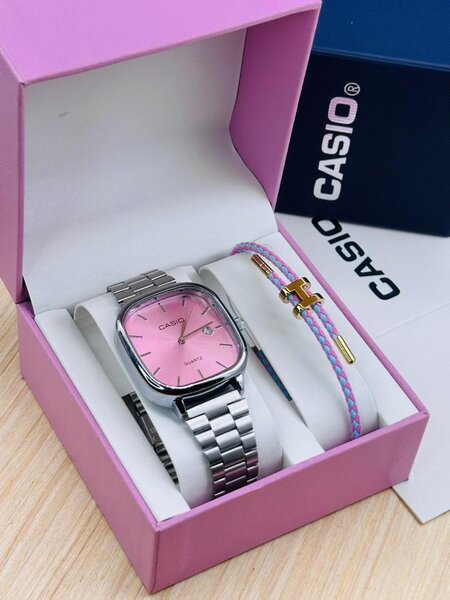 Montre femme Casio acier rose