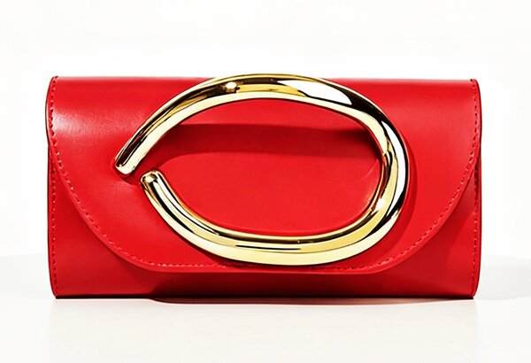 Pochette rouge avec anse dorée