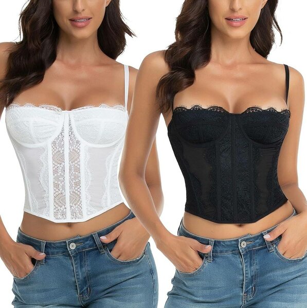 Corset bustier en dentelle noir