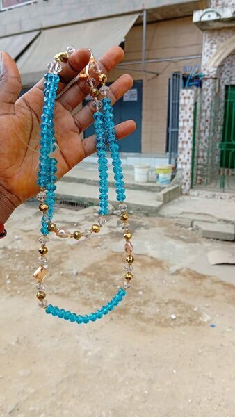 Collier baya bleu doré