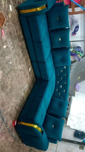 Canapé d'angle en tissu sarcelle