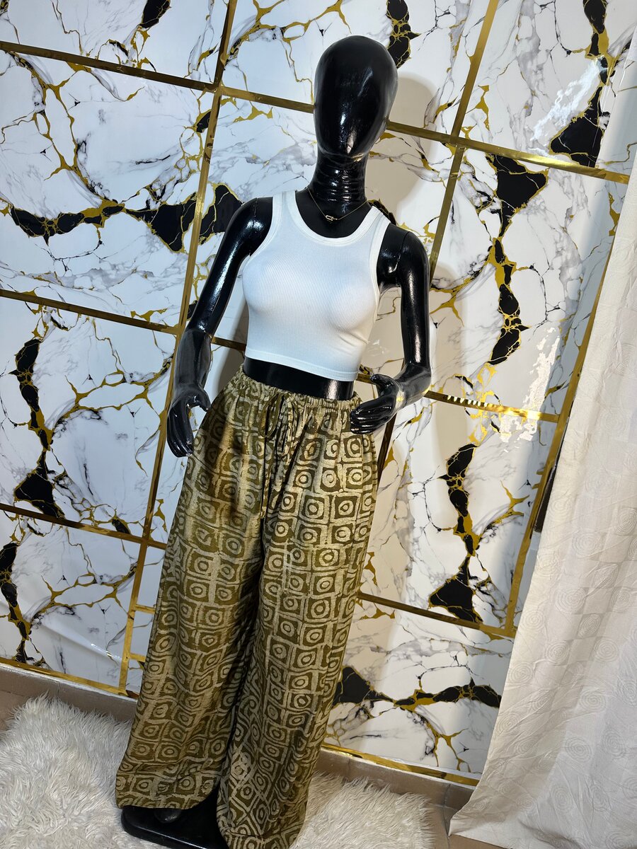 Pantalon large imprimé bohème