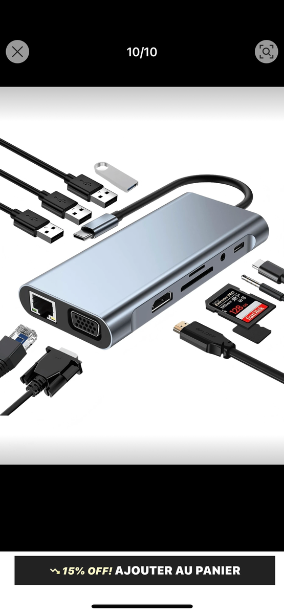 Adaptateur USB-C 8 en 1