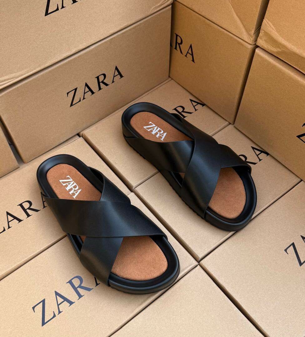 Sandales plates pour hommes en cuir