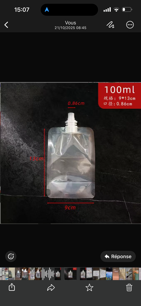 Sachets 50ml 100ml 200ml