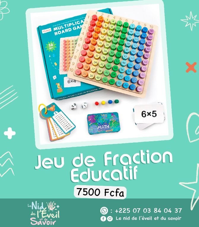 Jeu éducatif fractions bois