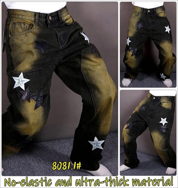 Pantalon large à étoiles brodées