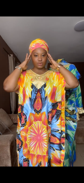 Robe africaine dashiki avec foulard
