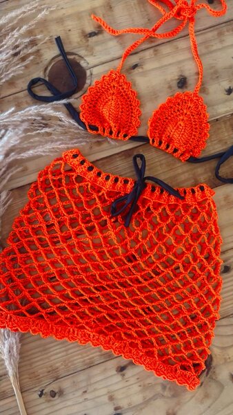 Maillot Crochet Orange Fluo