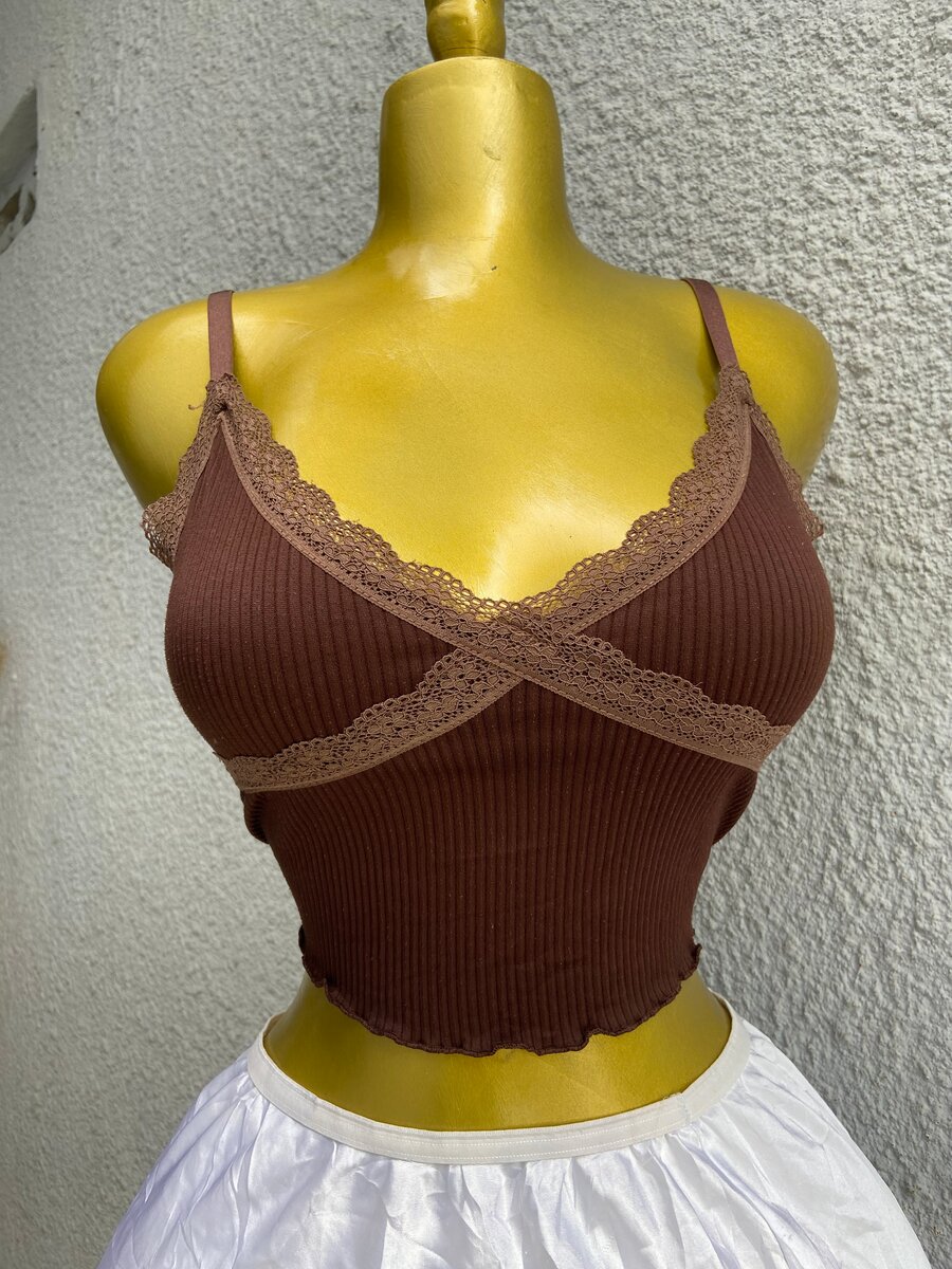 Haut femme bleu à cordons