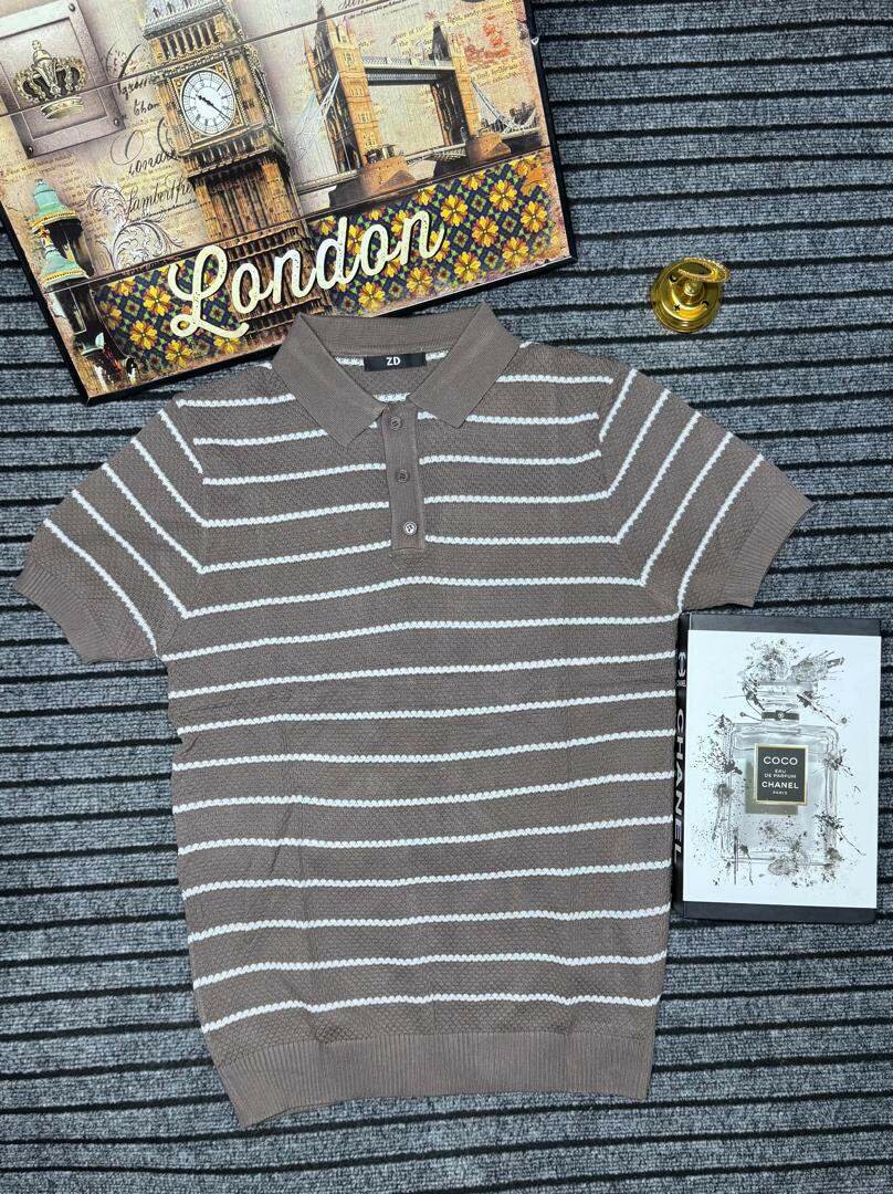 Polo en maille rayé homme