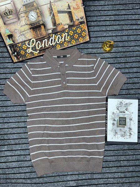 Polo en maille rayé homme