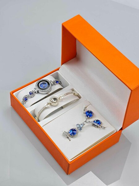 Ensemble Bijoux Strass Bleu