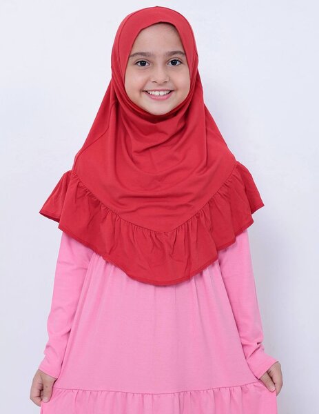 Hijab enfant rouge élégant
