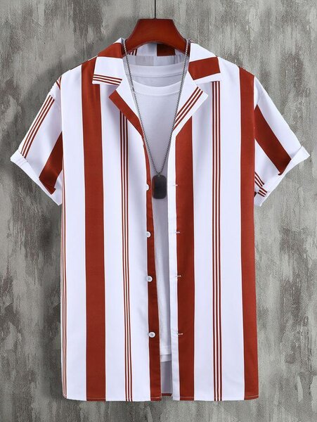 Chemise homme rayée rouge et blanc