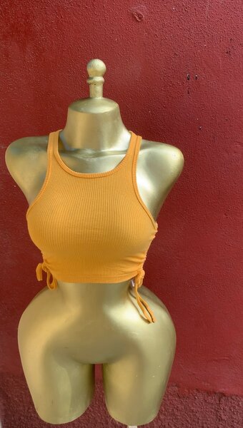 Crop top jaune femme tendance