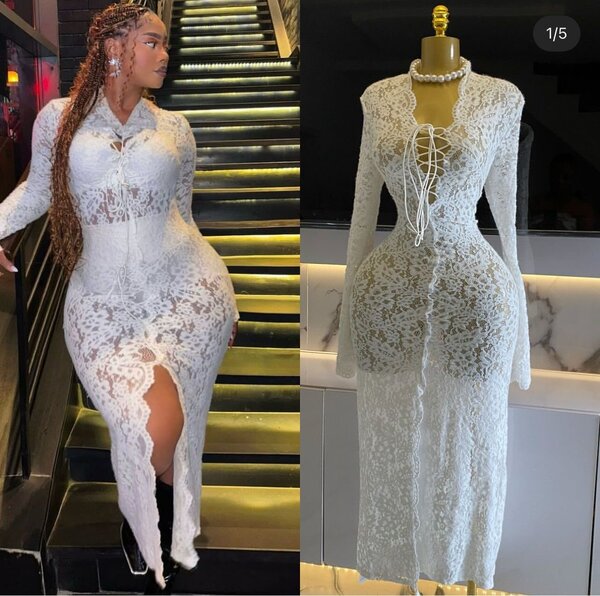 Robe élégante en dentelle blanche