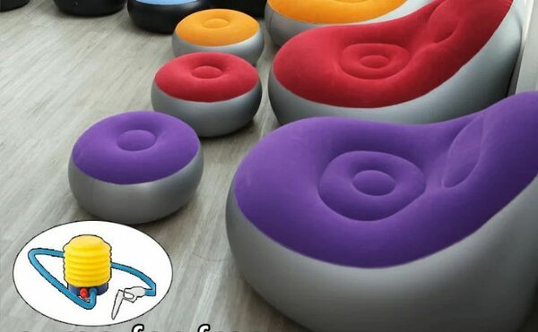 Fauteuil gonflable avec repose-pieds